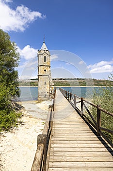 swamped church of San Roque near Villanueva de las Rozas, Cantabria, Spain