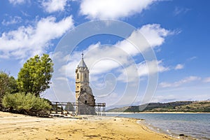 swamped church of San Roque near Villanueva de las Rozas, Cantabria, Spain photo