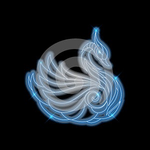 Swan bird neon shiny vector illustration