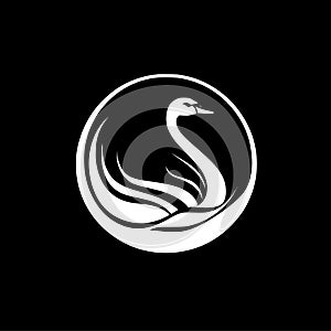 Swan - black and white vector illustration