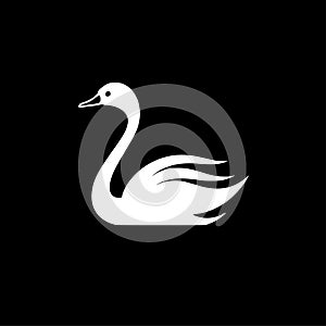Swan - black and white vector illustration
