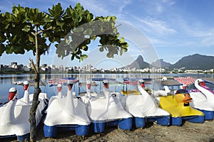 Swan Boats Lagoa Rio de Janeiro Brazil Scenic Skyline