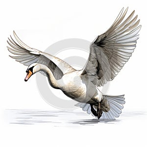Swan In Flight: A Digital Art Masterpiece photo