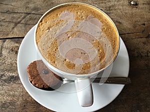 Swan latte. Coffee with cookie. Classic.