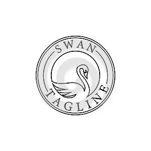 swan logo line art vector icon symbol graphic design illustration