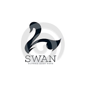 Swan logo vector. Swan logo template. Poultry logo vector. Poultry logo template