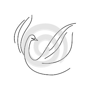 Swan. Soaring bird. Linear icon isolated on white background. Vector .