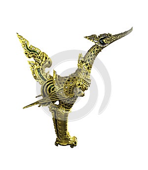 Swan statue style Thai art isolated