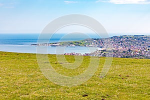 Swanage, Dorset, England, UK,  panoramic view from a hill