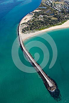 Swansea Channel and Blacksmith beach at the mount of Lake Macquarie Australia`s largest salt water lake. Located south of