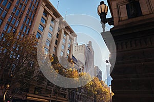 Swanston St and Town Hall in Melbourne Australia