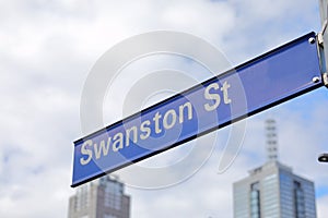 Swanston street sign Melbourne Australia