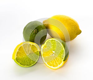 Swapped lemon and lime halves photo