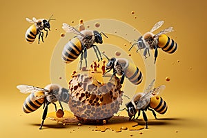 A swarm of bees protesting against the use of pesticides, created with Generative AI technology