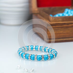 Swarowski Blue stretch Bracelet photo