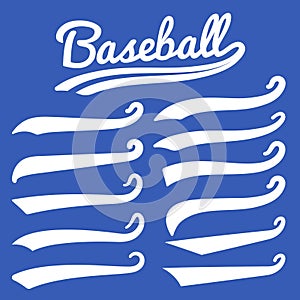 Swash and swoosh. Vintage swashes baseball typography swirl tails. Retro style vector set