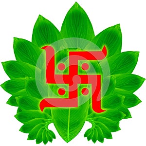 swastik design green leaves background