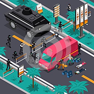 Swat In Action Isometric Composition Poster