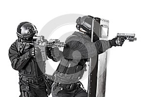 SWAT officers with ballistic shield