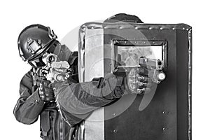 SWAT officers with ballistic shield photo