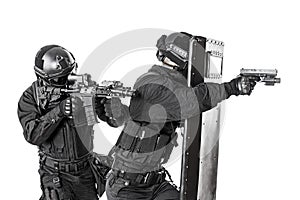 SWAT officers with ballistic shield photo