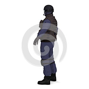 SWAT police officer on white. 3D illustration