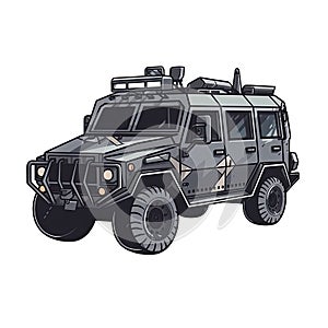 Swat Vehicle In Cartoon Style Stiker On White Background On Isolated Transparent Background, Png, Logo. Generative AI