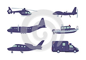 SWAT Vehicle or Rescue Vehicle and Police Tactical Unit Vector Set