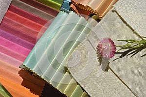 Swatches of fabrics for home decoration photo