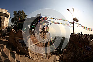 Swayambhunath is an ancient religious complex atop a hill in the Kathmandu Valley