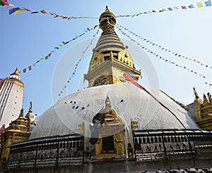 Swayambhunath Temple or Monkey Temple with Wisdom eyes