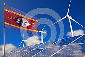Swaziland renewable energy, wind and solar energy concept with windmills and solar panels - renewable energy - industrial