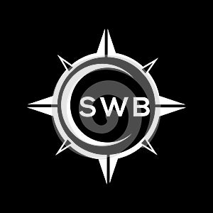 SWB abstract technology logo design on Black background. SWB creative initials letter logo concept
