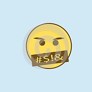 swear 2 colored line icon. Simple yellow and brown element illustration. swear concept outline symbol design from emoji set