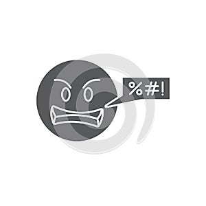 Swear face expression emoji vector icon symbol isolated on white background