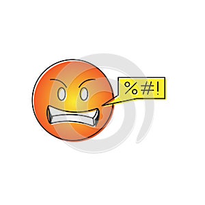 Swear face expression emoji vector icon symbol isolated on white background