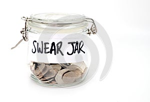 Swear jar with coins