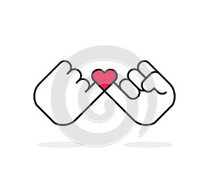 swear or pinky promise icon with heart