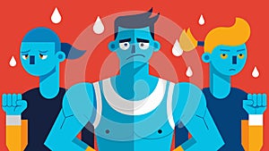 Sweat glistens on the determined faces of the competitors their muscles straining with every pull.. Vector illustration. photo