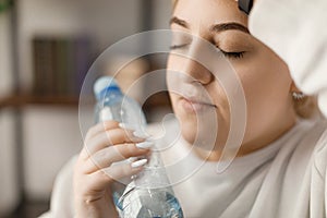 Sweat woman tired after workout