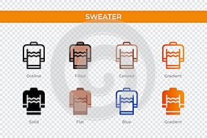 sweater icon in different style. sweater vector icons designed in outline, solid, colored, filled, gradient, and flat style. photo