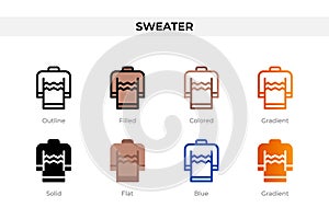 sweater icon in different style. sweater vector icons designed in outline, solid, colored, filled, gradient, and flat style. photo