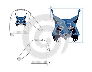Sweater with lynx intarsia