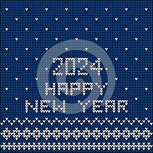 Sweater, pullover or jumper with knitted 2024 and happy new year textile design in blue