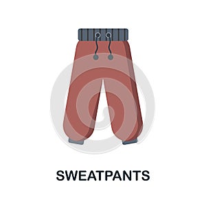 Sweatpants flat icon. Color simple element from clothes collection. Creative Sweatpants icon for web design, templates,