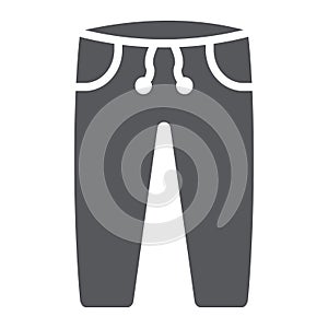 Sweatpants glyph icon, clothes and sport, pants sign, vector graphics, a solid pattern on a white background.