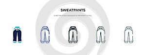 Sweatpants icon in different style vector illustration. two colored and black sweatpants vector icons designed in filled, outline