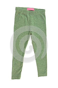 Sweatpants isolated. A loose green warm trousers with an elasticized or drawstring waist, worn when exercising or as leisurewear