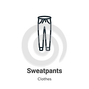 Sweatpants outline vector icon. Thin line black sweatpants icon, flat vector simple element illustration from editable clothes