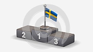 Sweden 3D waving flag illustration on winner podium.